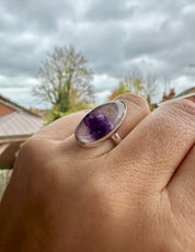 Blue John Silver Handmade Oval Ring