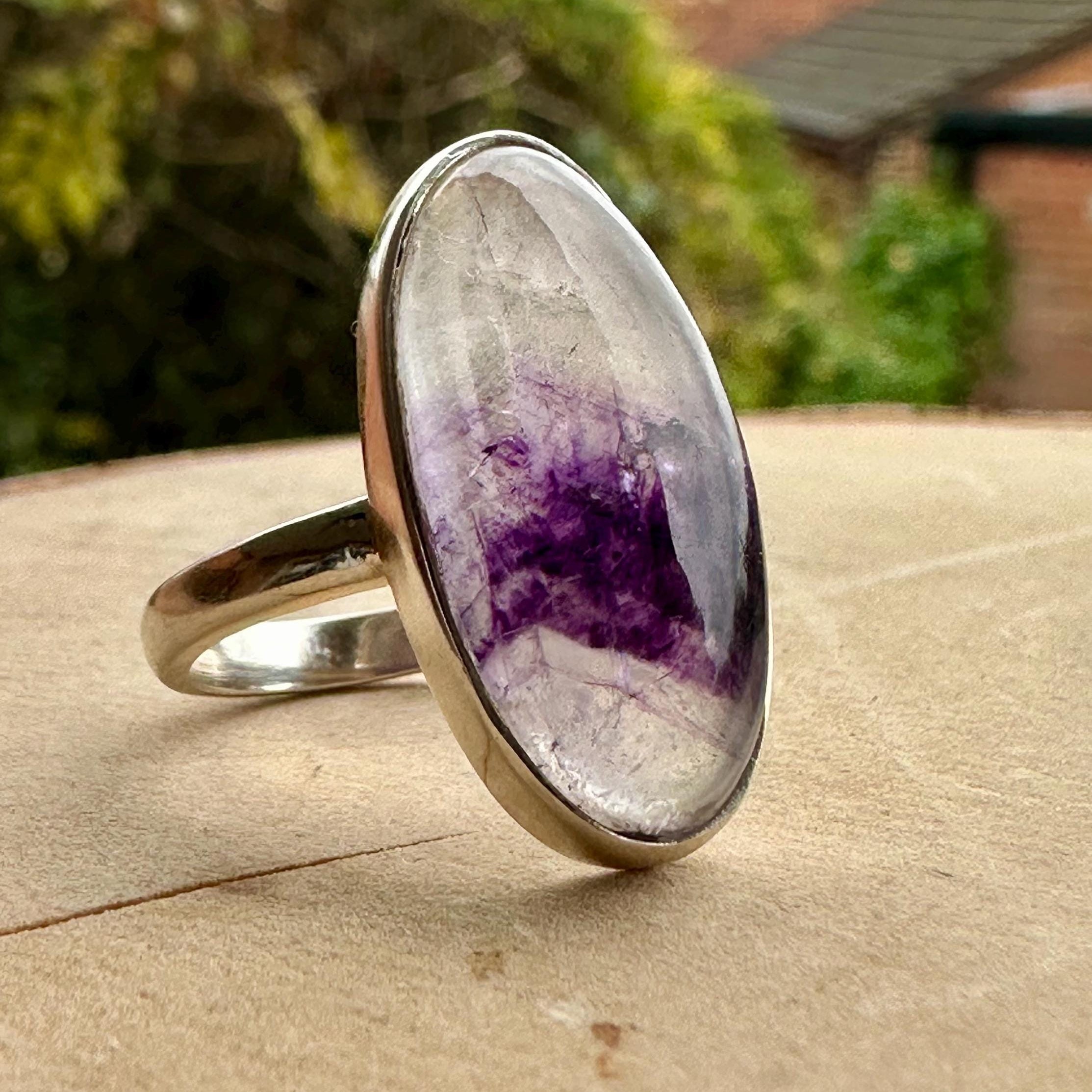 Blue John Silver Handmade Oval Ring