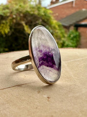 Blue John Silver Handmade Oval Ring