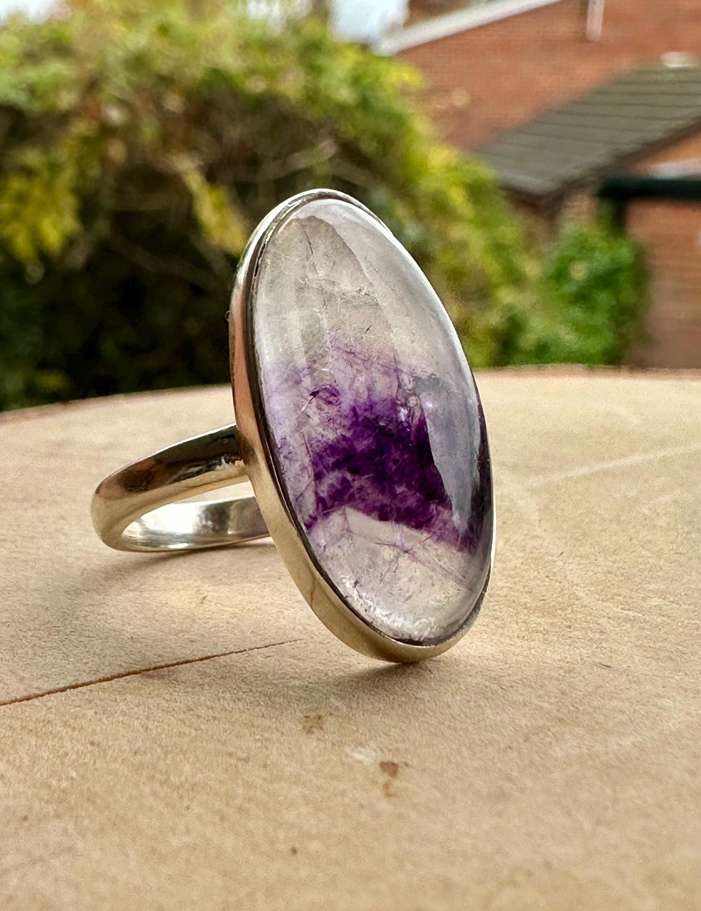 Blue John Silver Handmade Oval Ring
