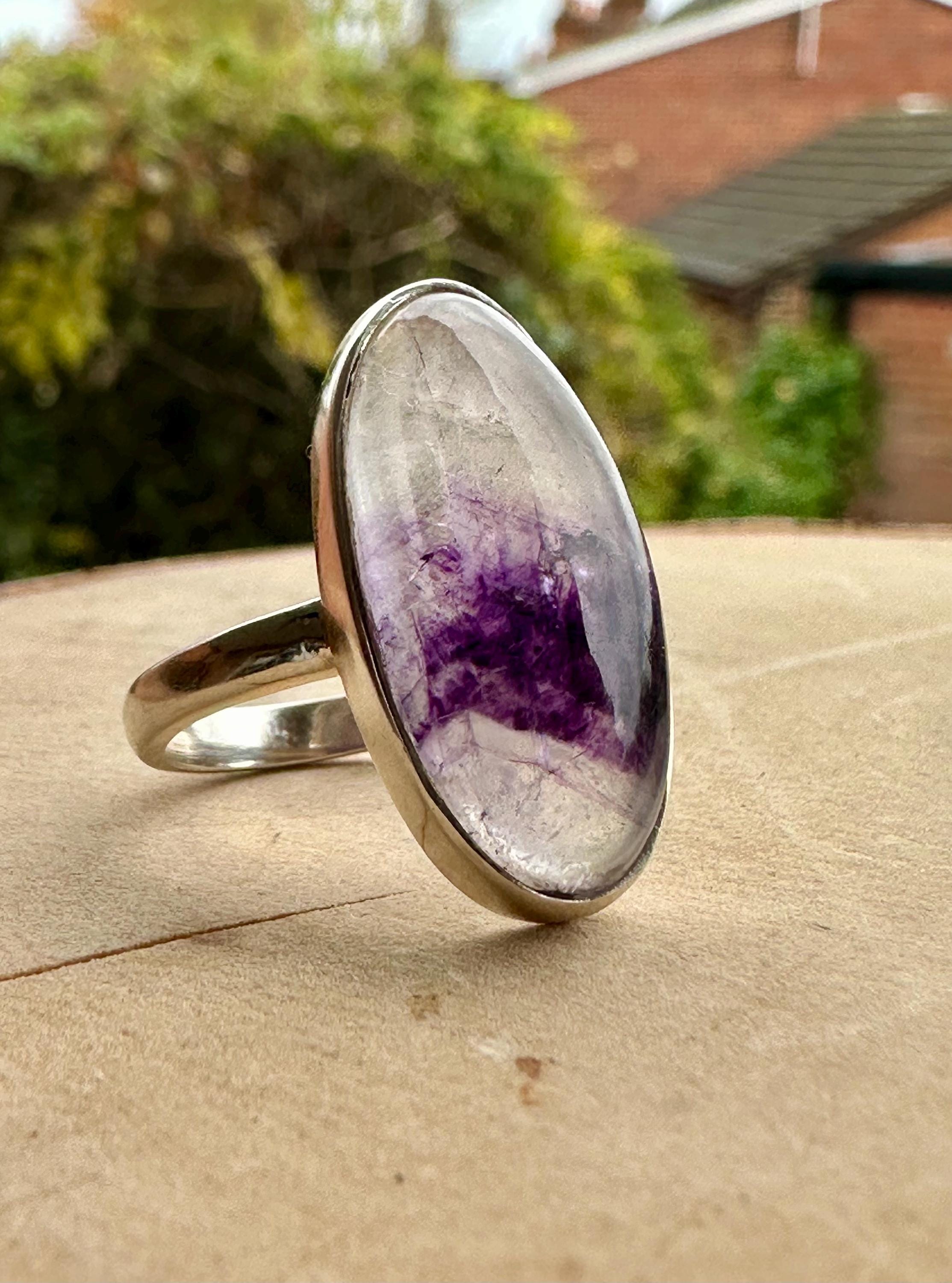 Blue John Silver Handmade Oval Ring