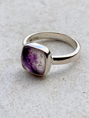 Blue John Silver Square Handmade Ring 10mm x 10mm