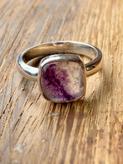 Blue John Silver Square Handmade Ring 10mm x 10mm