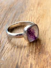 Blue John Silver Square Handmade Ring 10mm x 10mm