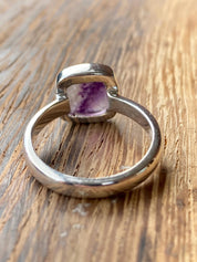 Blue John Silver Square Handmade Ring 10mm x 10mm