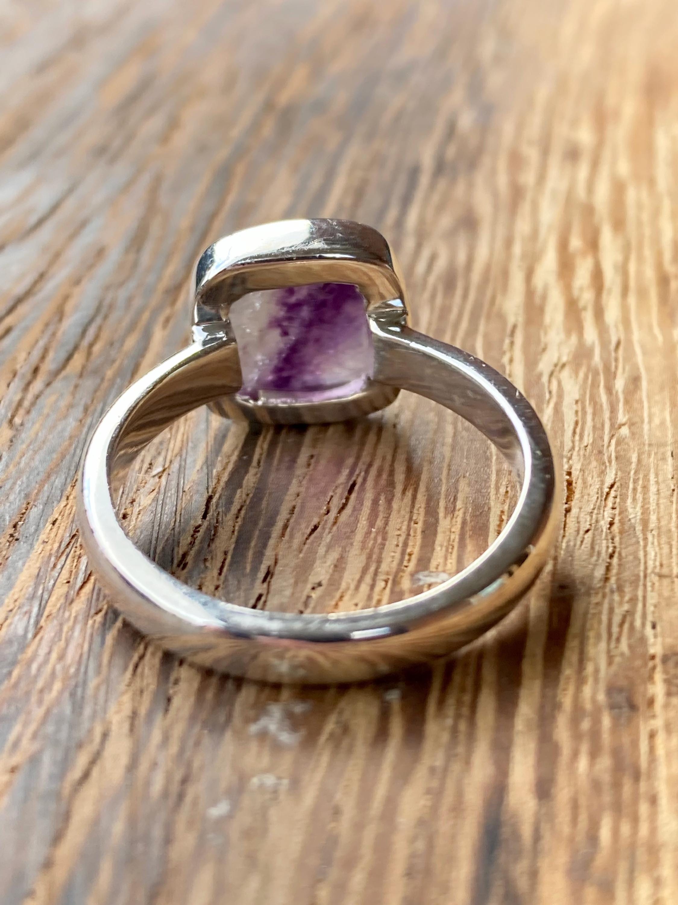Blue John Silver Square Handmade Ring 10mm x 10mm