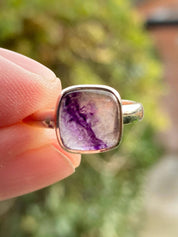 Blue John Silver Square Handmade Ring 10mm x 10mm