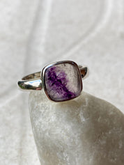 Blue John Silver Square Handmade Ring 10mm x 10mm
