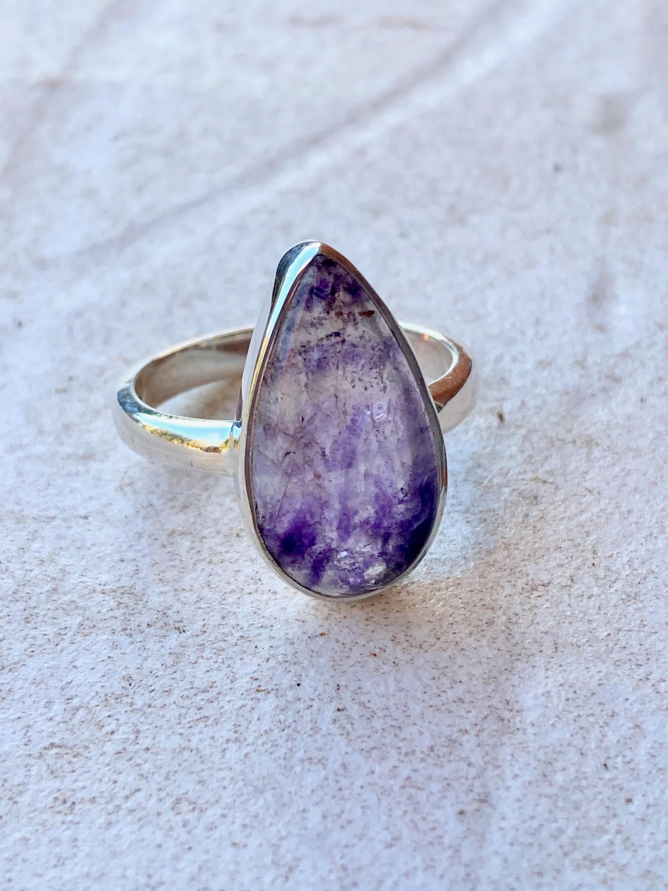 Blue John Silver Teardrop Ring - Extremely Rare