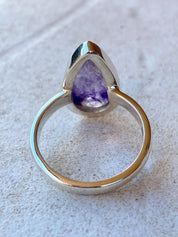 Blue John Silver Teardrop Ring - Extremely Rare