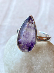 Blue John Silver Teardrop Ring - Extremely Rare