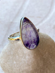 Blue John Silver Teardrop Ring - Extremely Rare
