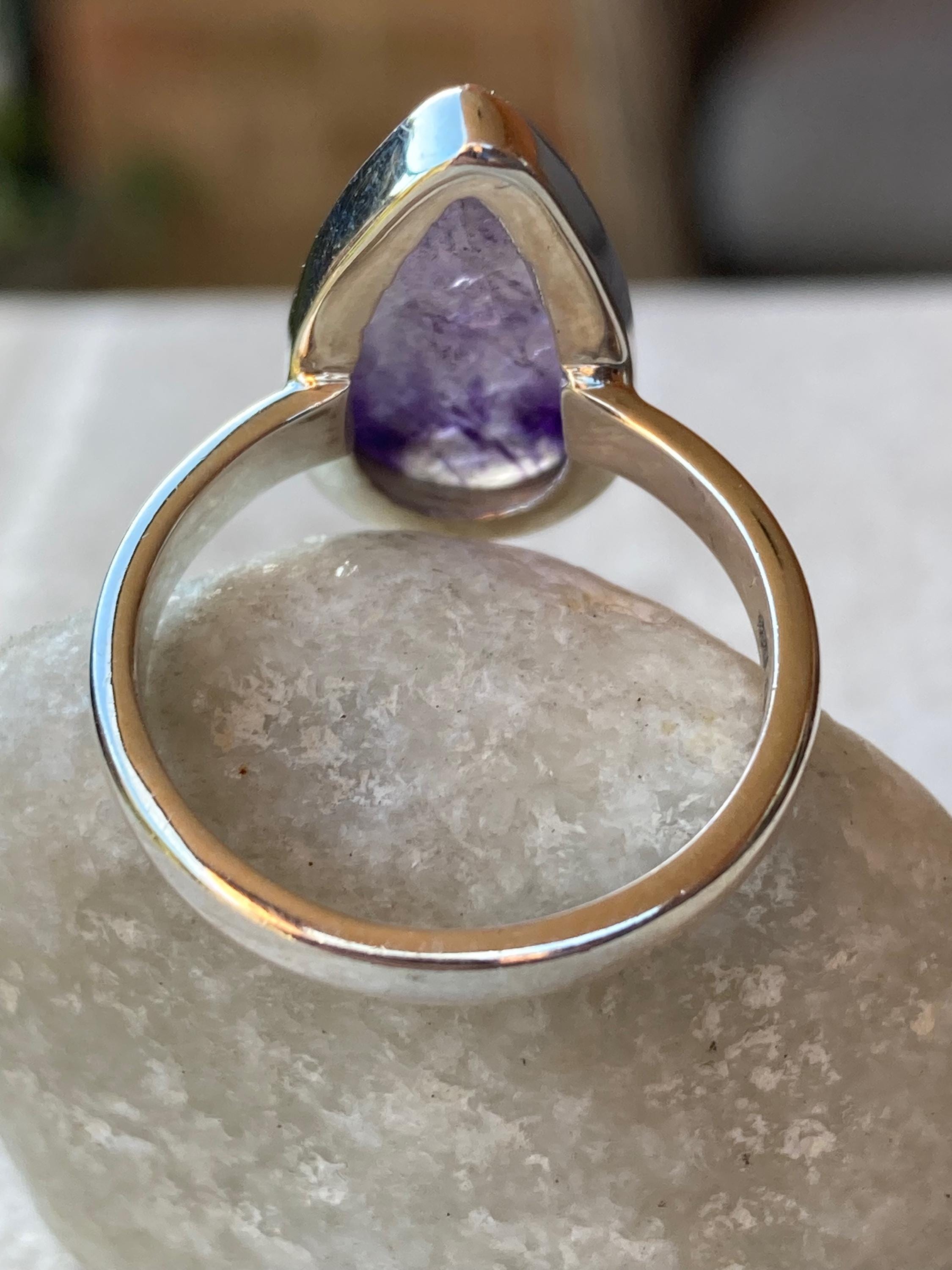 Blue John Silver Teardrop Ring - Extremely Rare