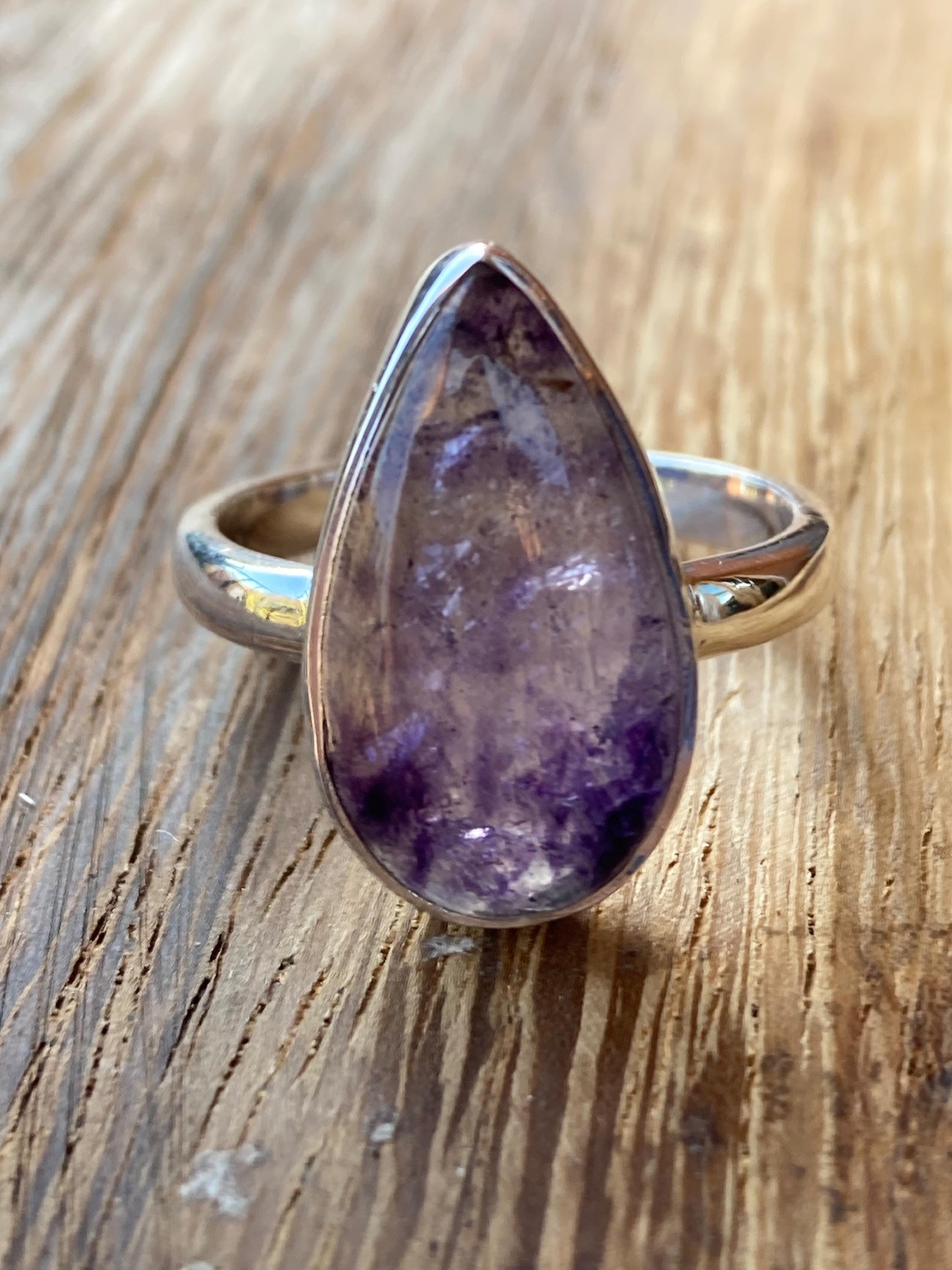 Blue John Silver Teardrop Ring - Extremely Rare