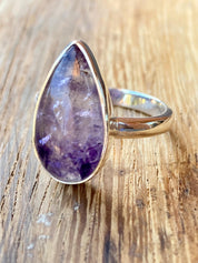 Blue John Silver Teardrop Ring - Extremely Rare
