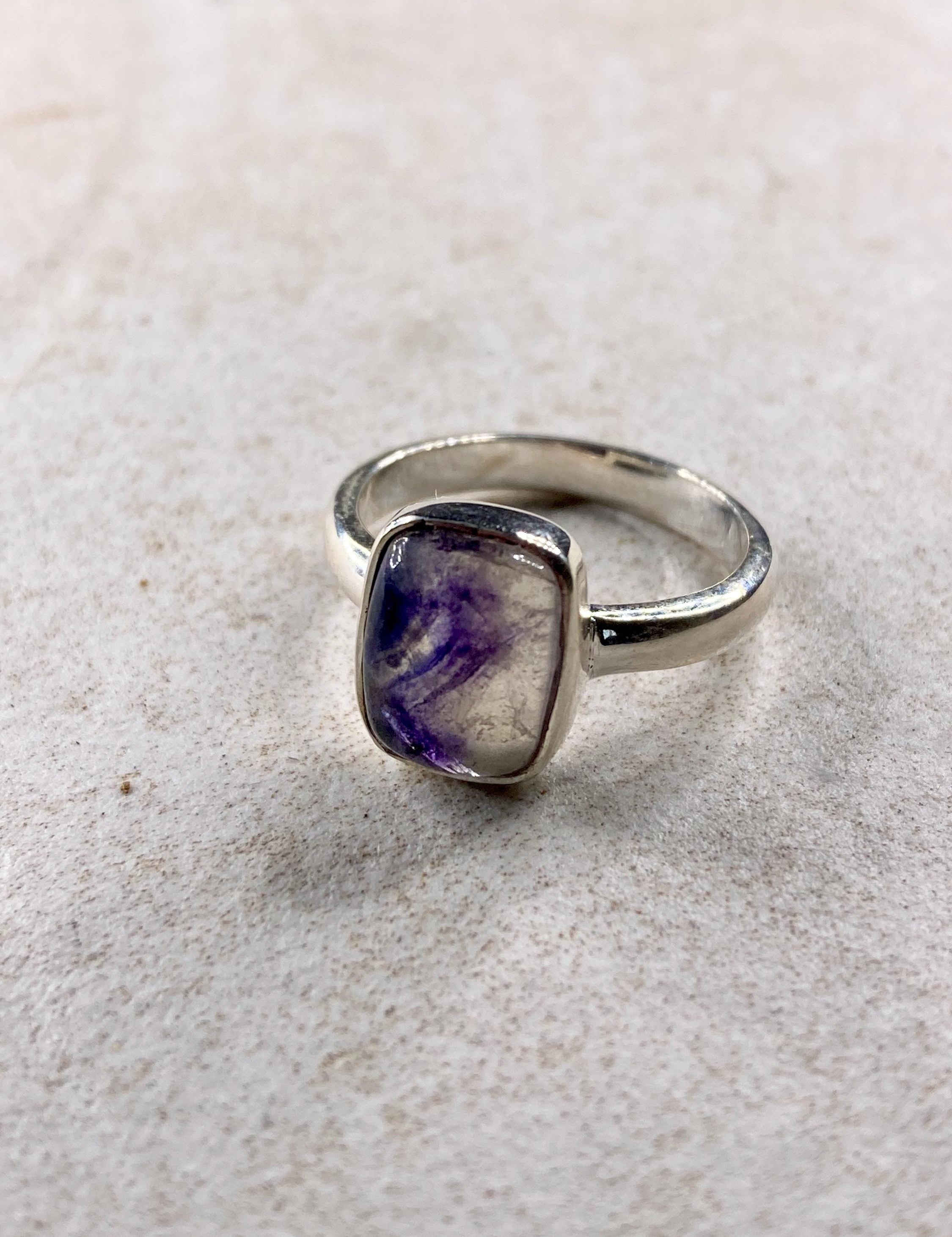 Blue John Silver Square Handmade Ring 12mm x 9mm