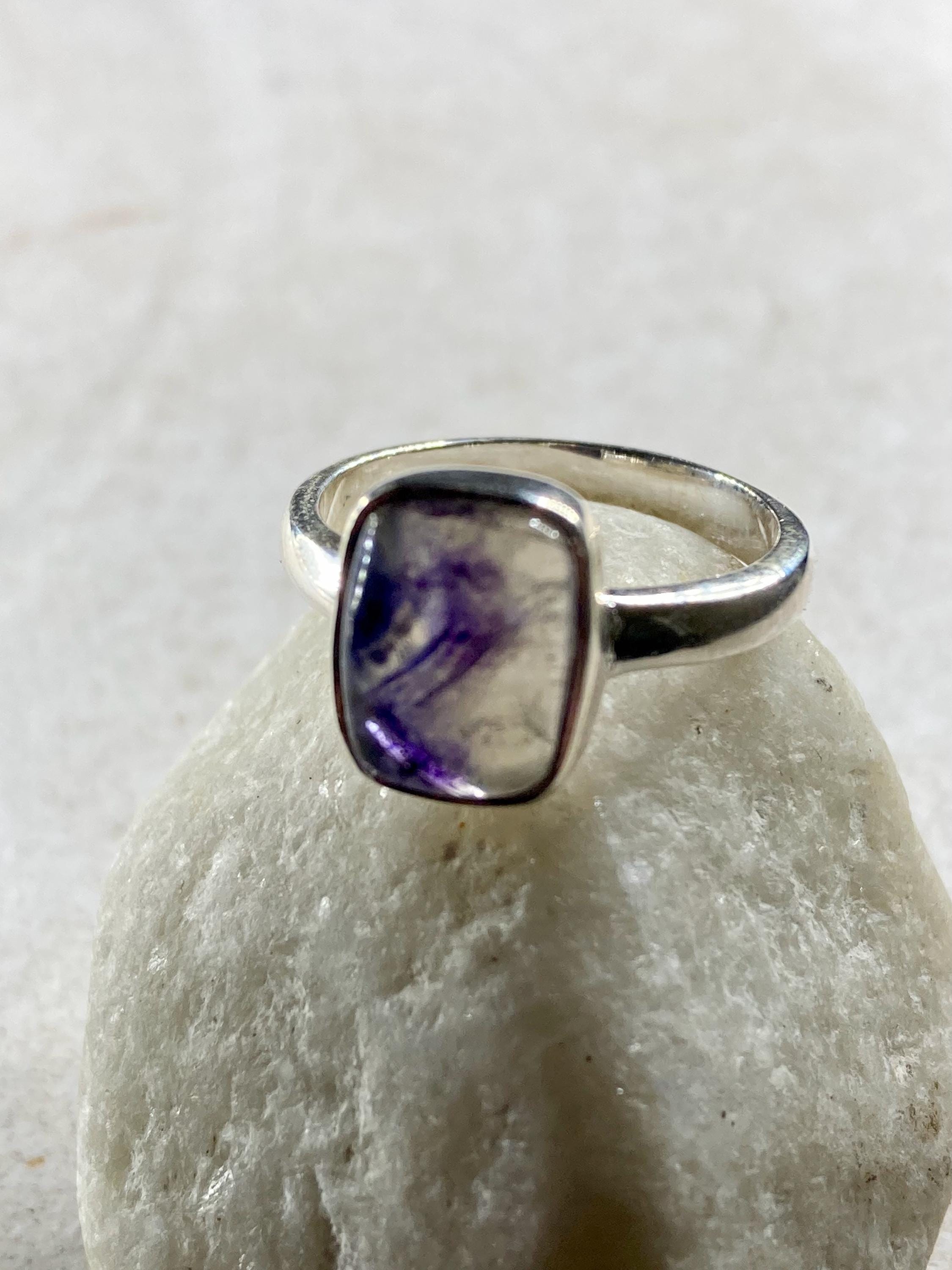 Blue John Silver Square Handmade Ring 12mm x 9mm