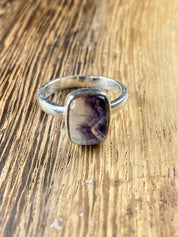 Blue John Silver Square Handmade Ring 12mm x 9mm