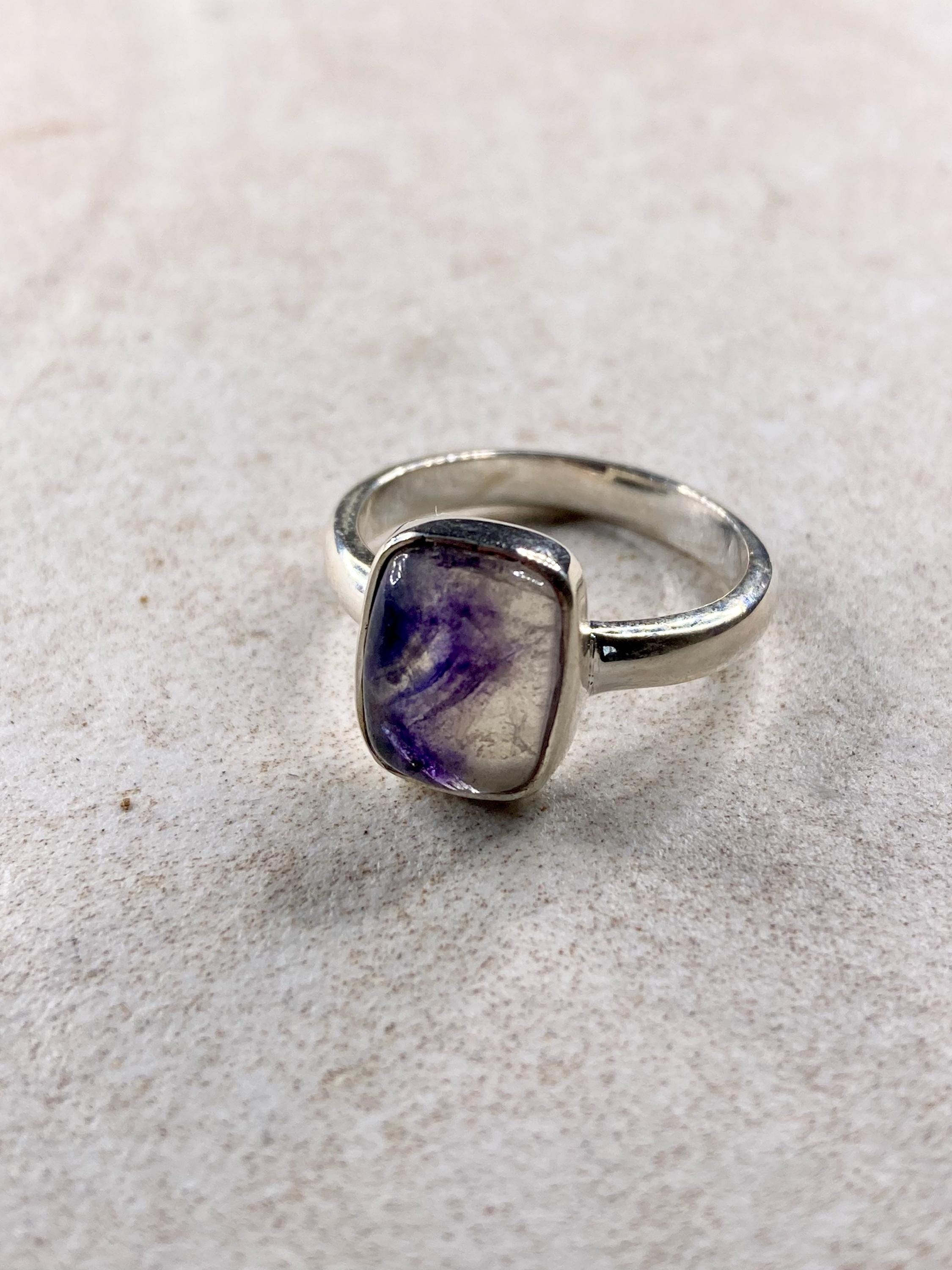 Blue John Silver Square Handmade Ring 12mm x 9mm