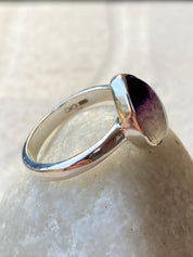 Unique Blue John Ring, Teardrop 13mm x 10mm, Sterling Silver, Handmade Derbyshire UK gift