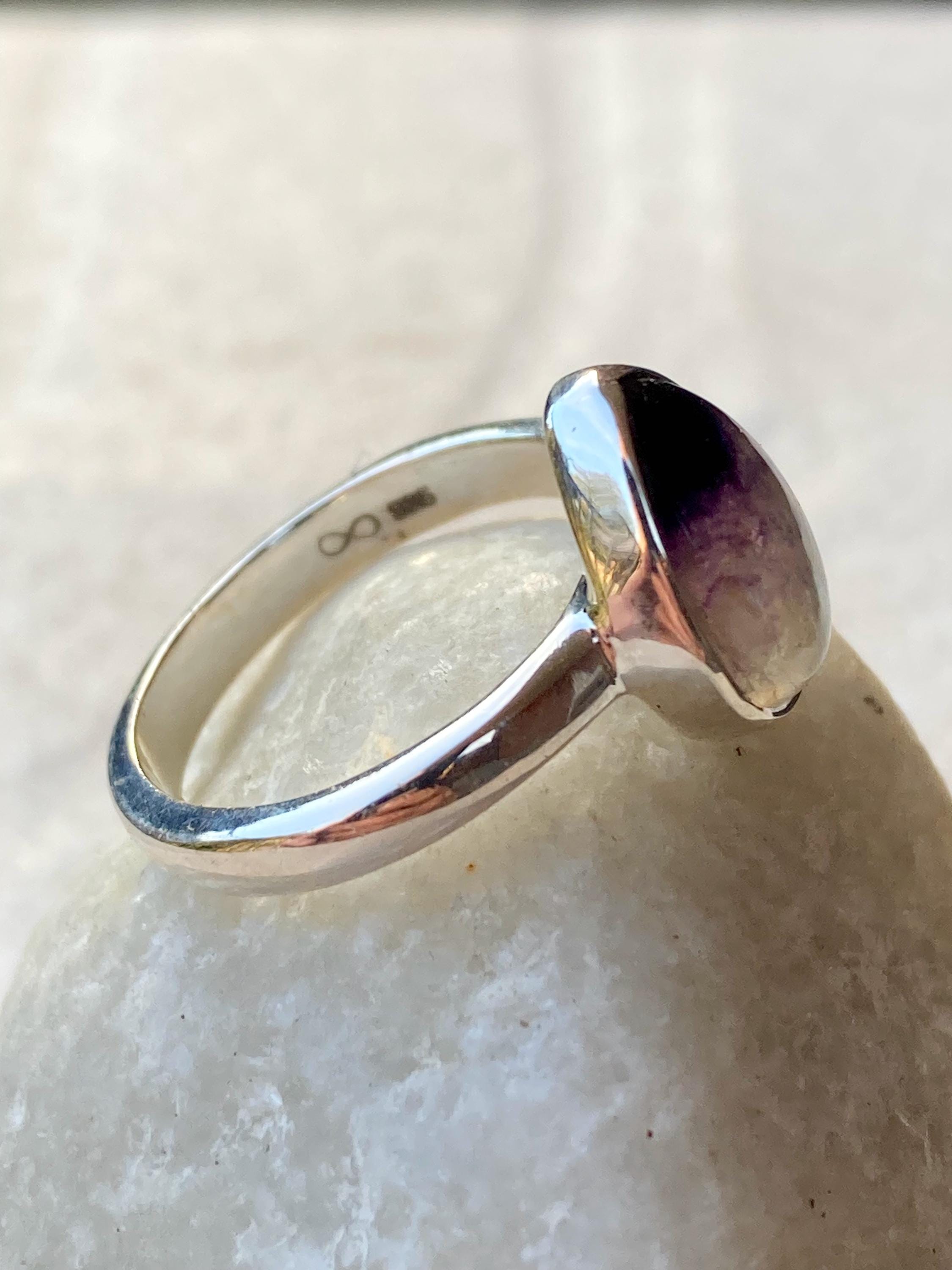 Unique Blue John Ring, Teardrop 13mm x 10mm, Sterling Silver, Handmade Derbyshire UK gift