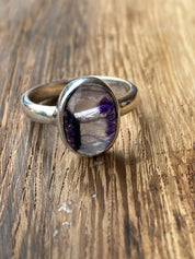 Blue John Silver Oval Ring 13 mm x 10 mm