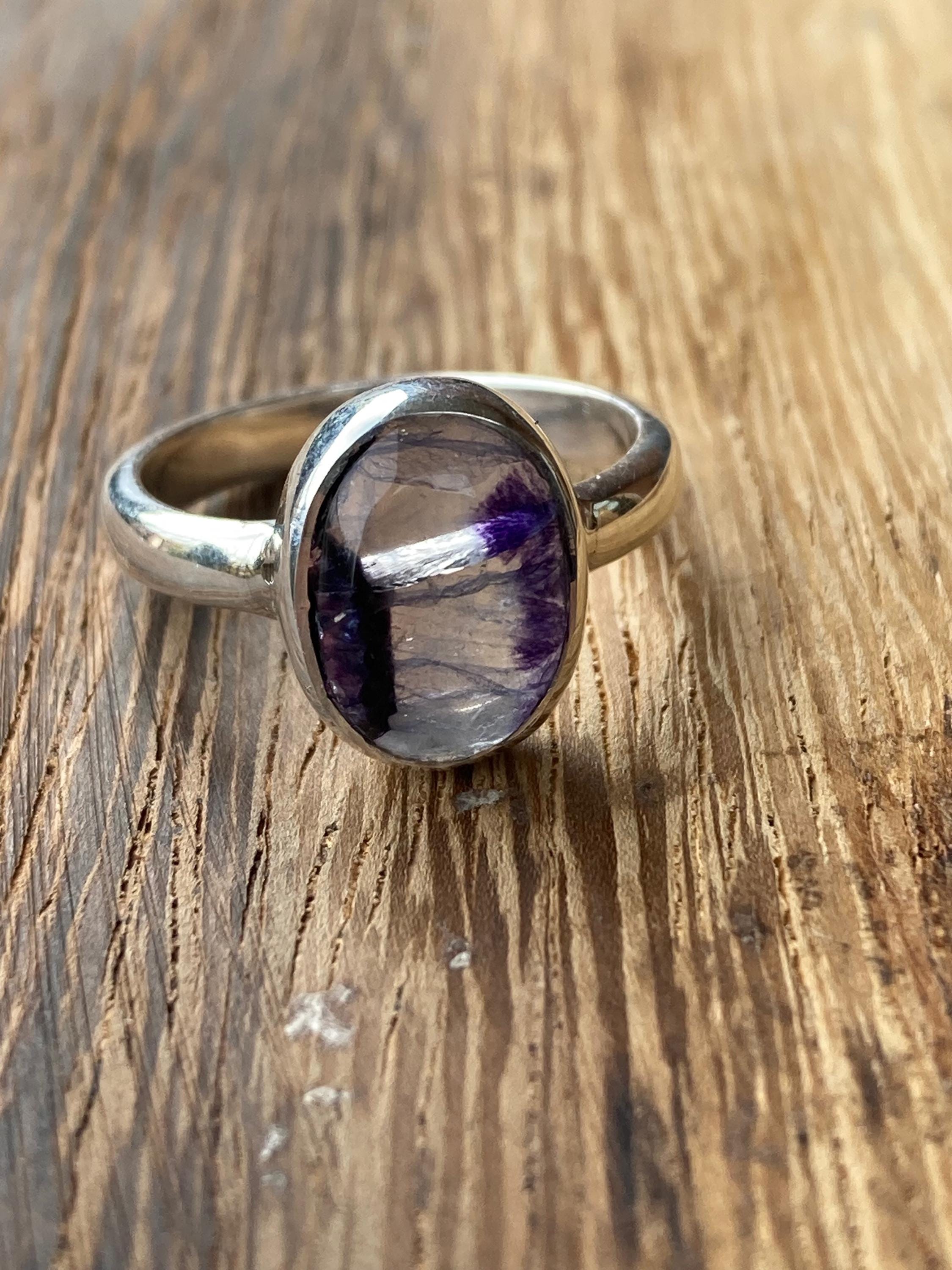 Blue John Silver Oval Ring 13 mm x 10 mm