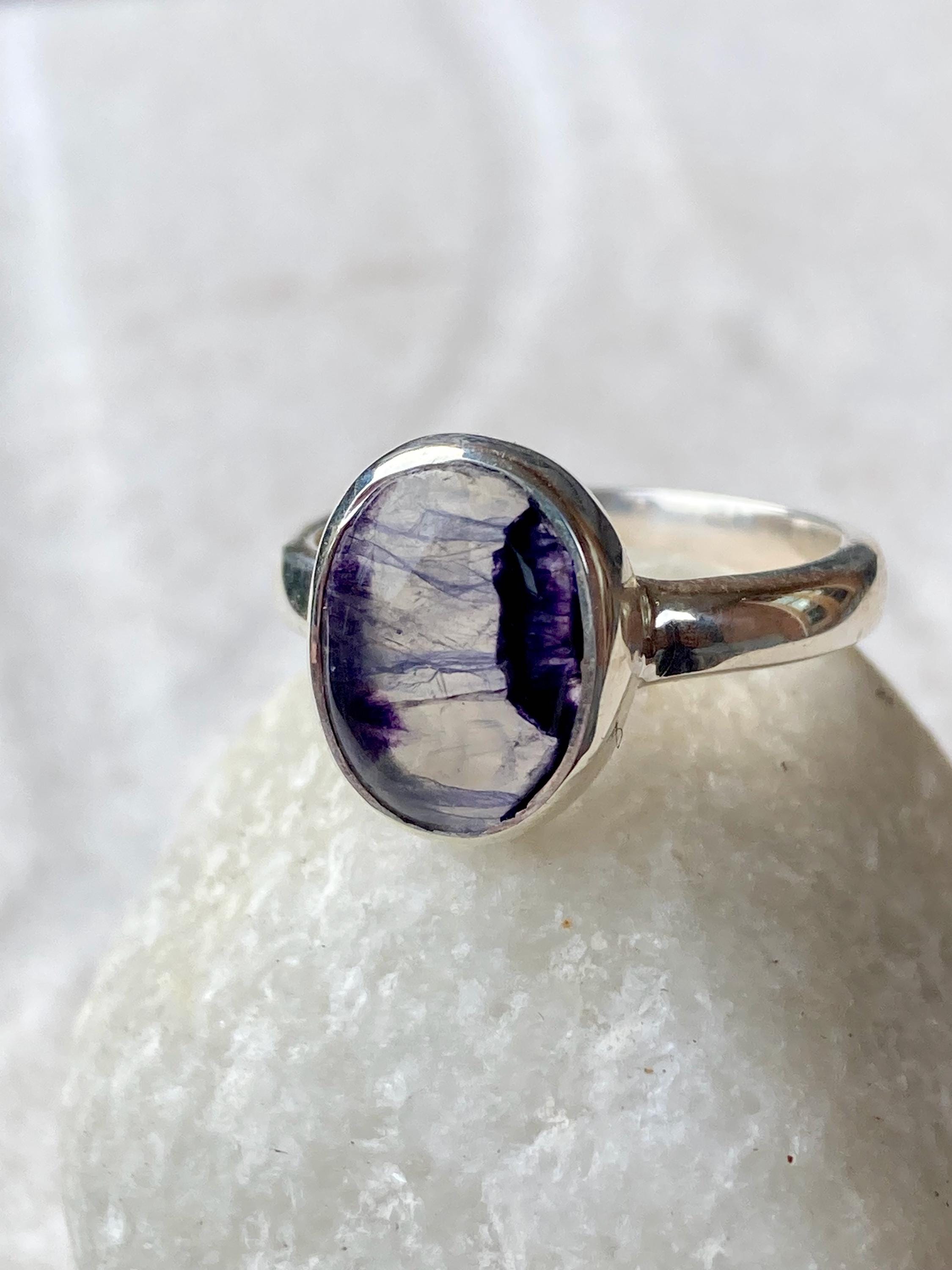 Blue John Silver Oval Ring 13 mm x 10 mm
