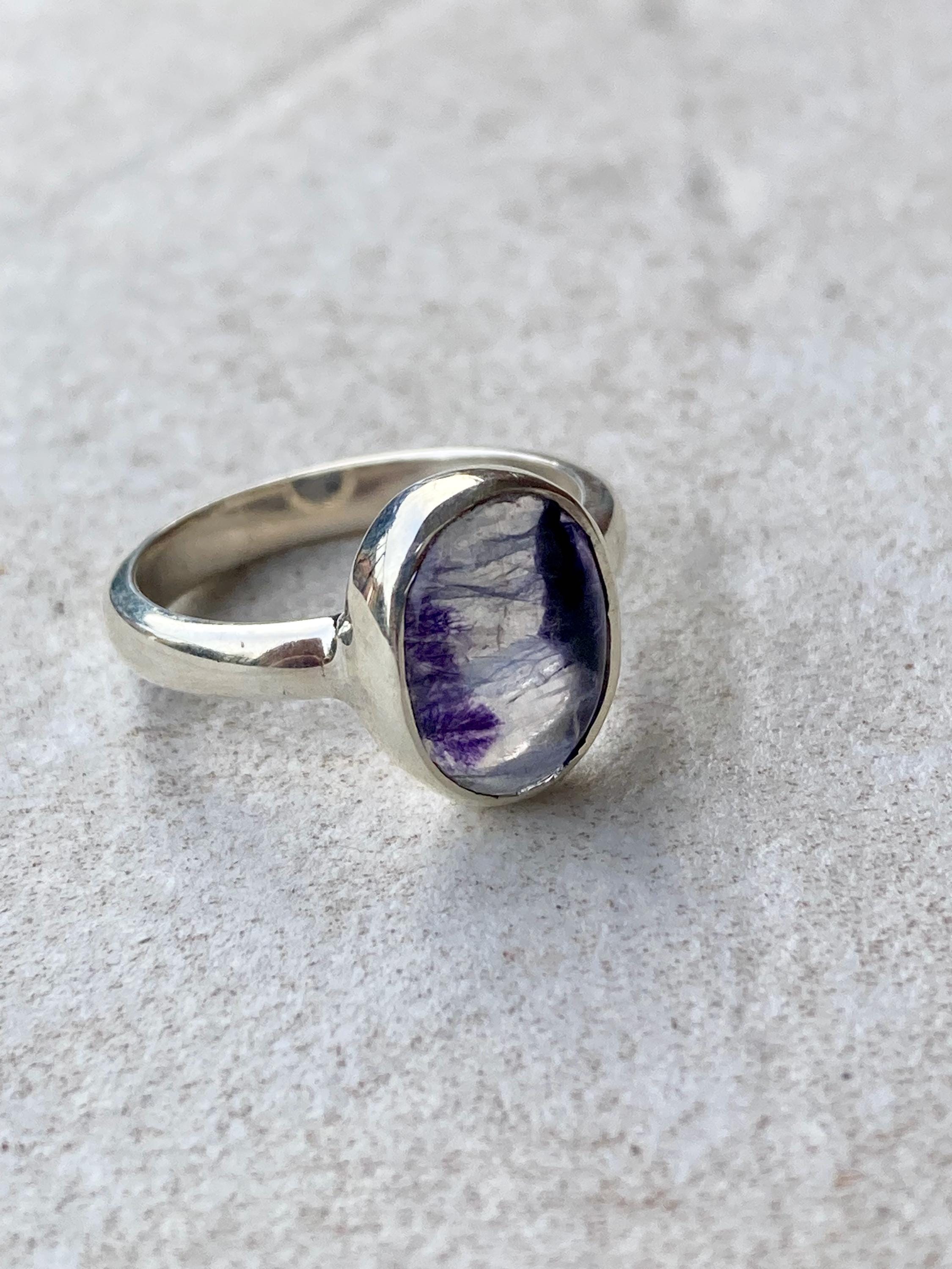 Blue John Silver Oval Ring 13 mm x 10 mm