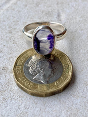 Blue John Silver Oval Ring 13 mm x 10 mm