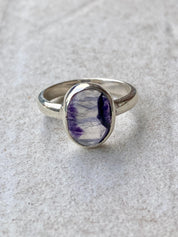 Blue John Silver Oval Ring 13 mm x 10 mm