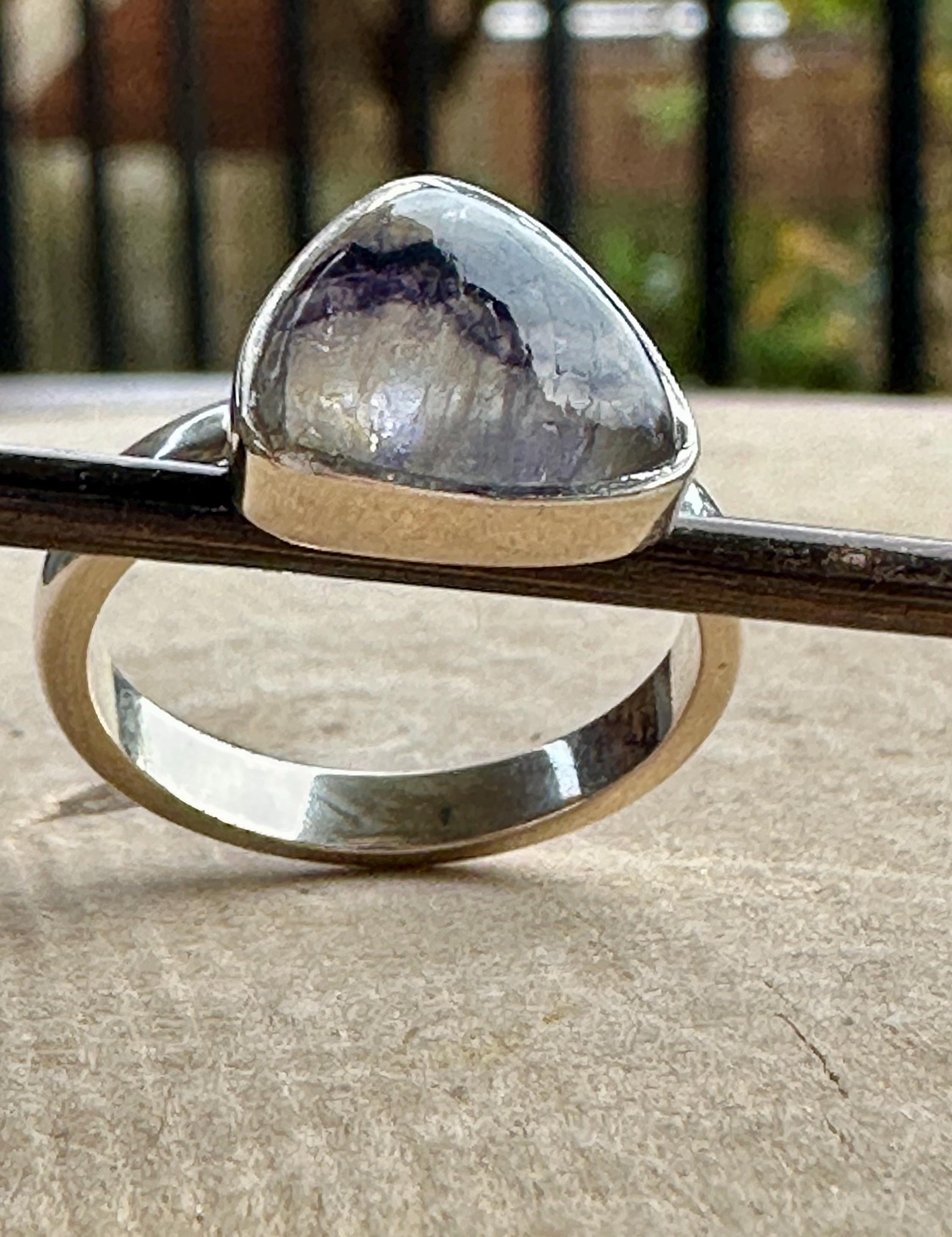 Blue John Silver Oval Ring 13mm x 13mm