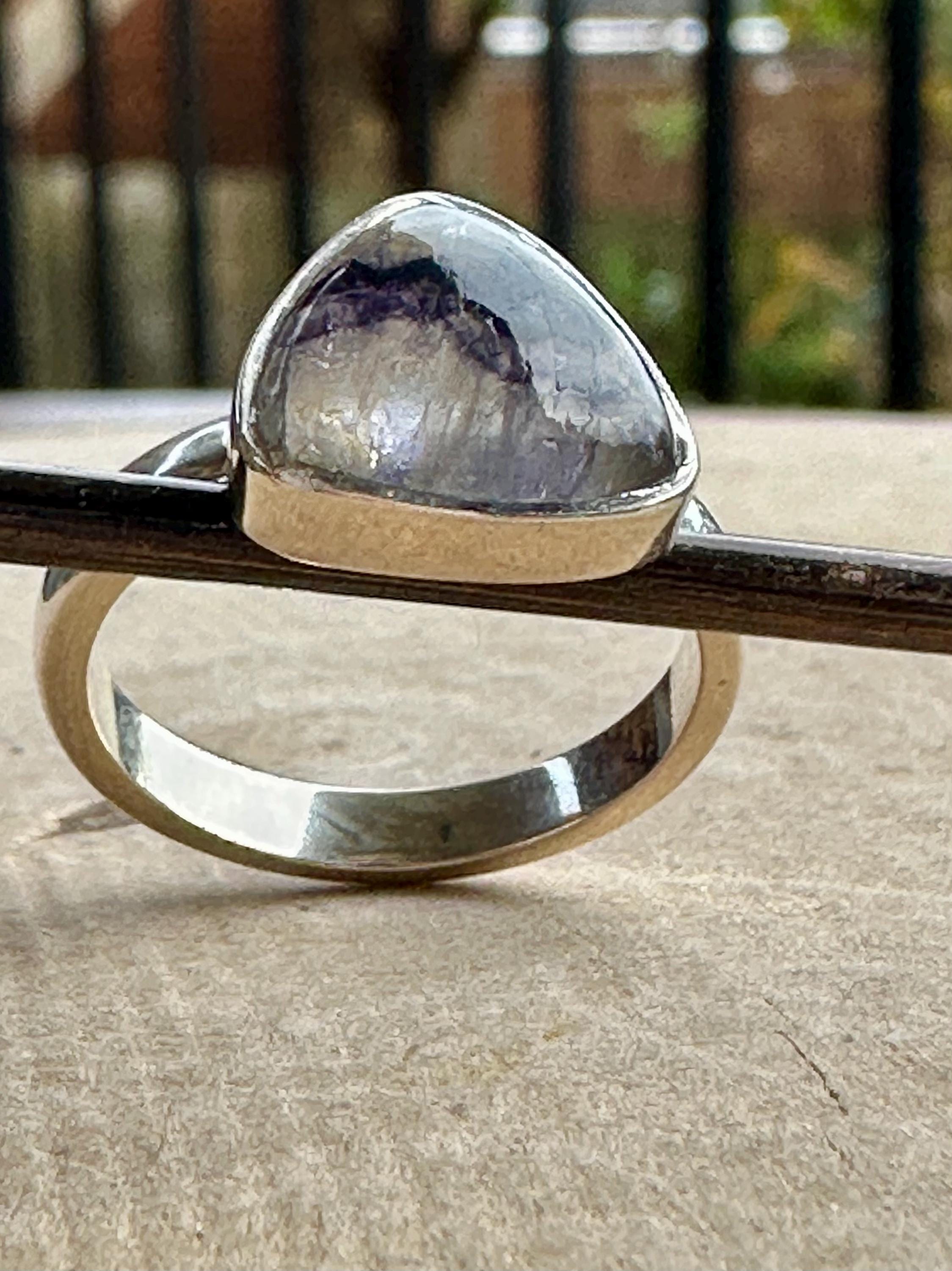 Blue John Silver Oval Ring 13mm x 13mm