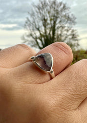 Blue John Silver Oval Ring 13mm x 13mm