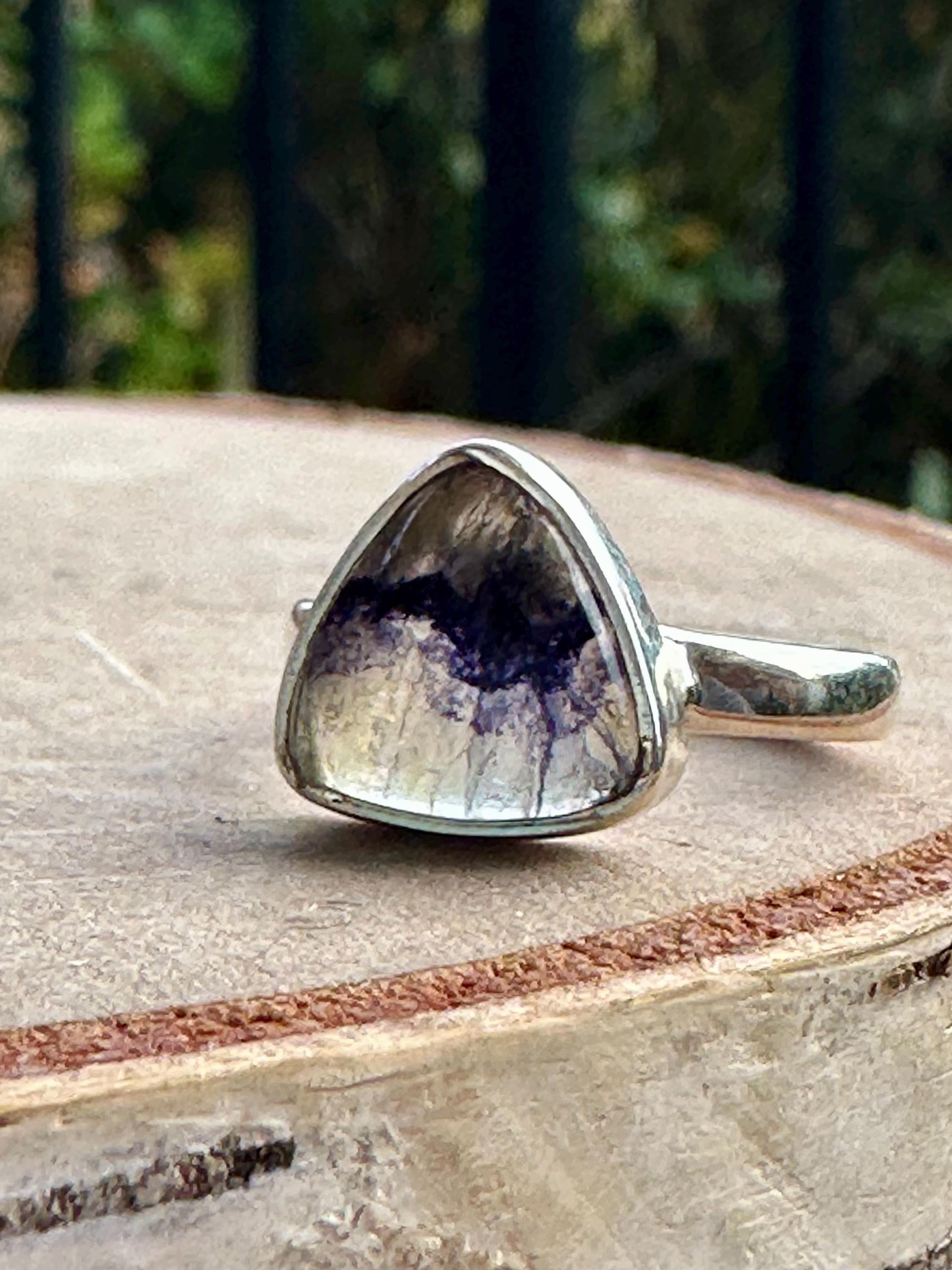 Blue John Silver Oval Ring 13mm x 13mm