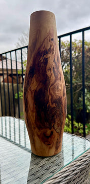 Tall Hand-Turned Burr Elm Wooden Vase – 5th Anniversary (Wood) Gift, Scandinavian Minimalist Decor.