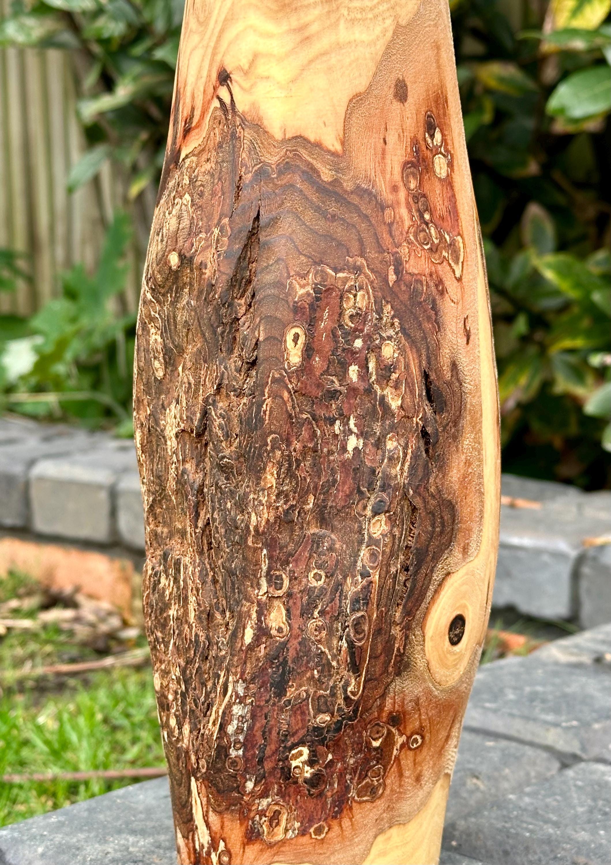 Tall Hand-Turned Burr Elm Wooden Vase – 5th Anniversary (Wood) Gift, Scandinavian Minimalist Decor.