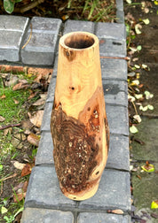 Tall Hand-Turned Burr Elm Wooden Vase – 5th Anniversary (Wood) Gift, Scandinavian Minimalist Decor.