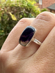 Blue John Silver Baguette Ring