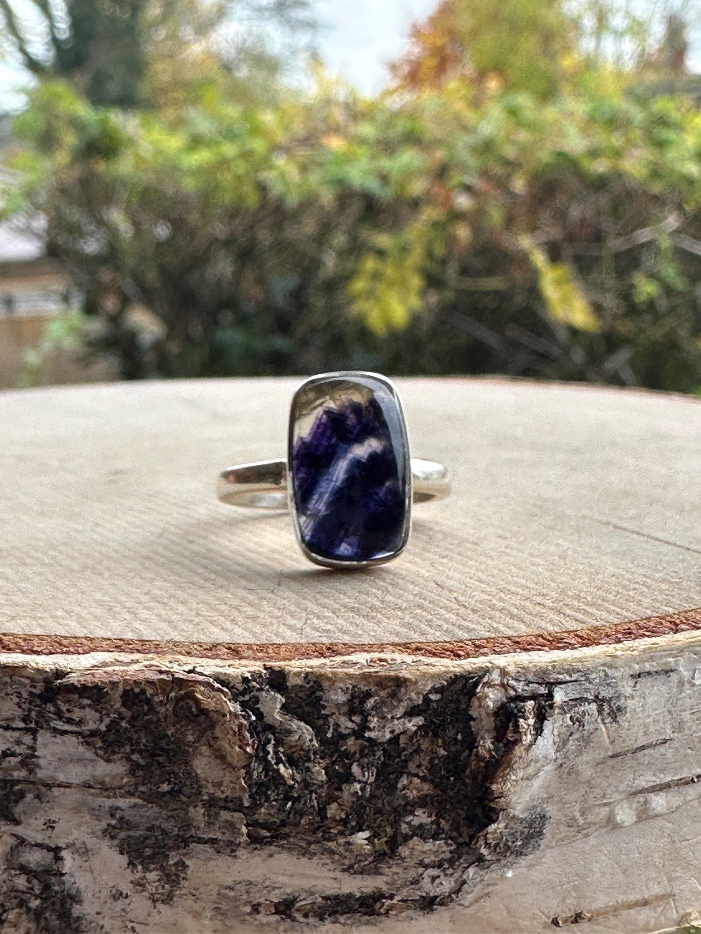 Blue John Silver Baguette Ring