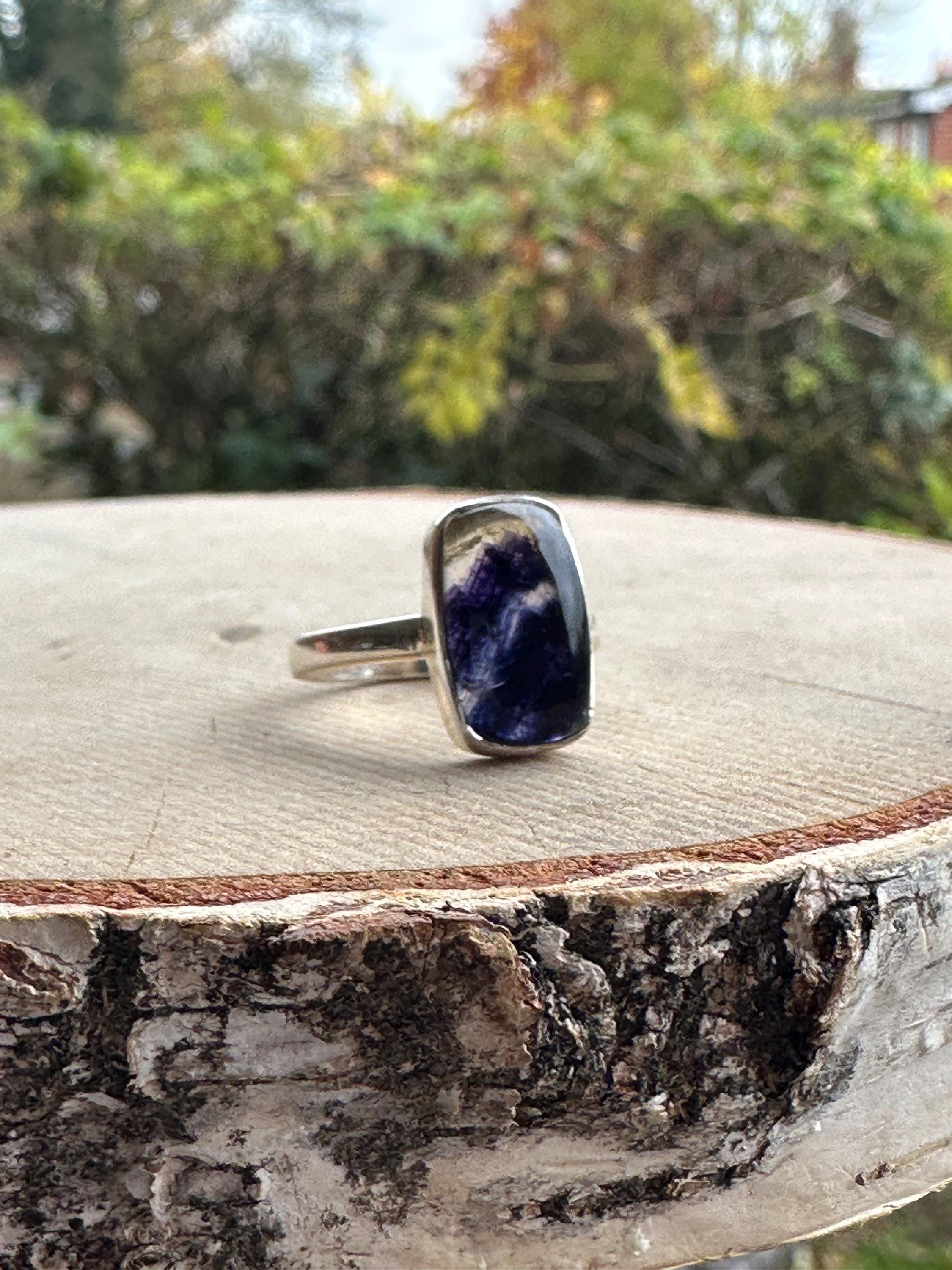 Blue John Silver Baguette Ring