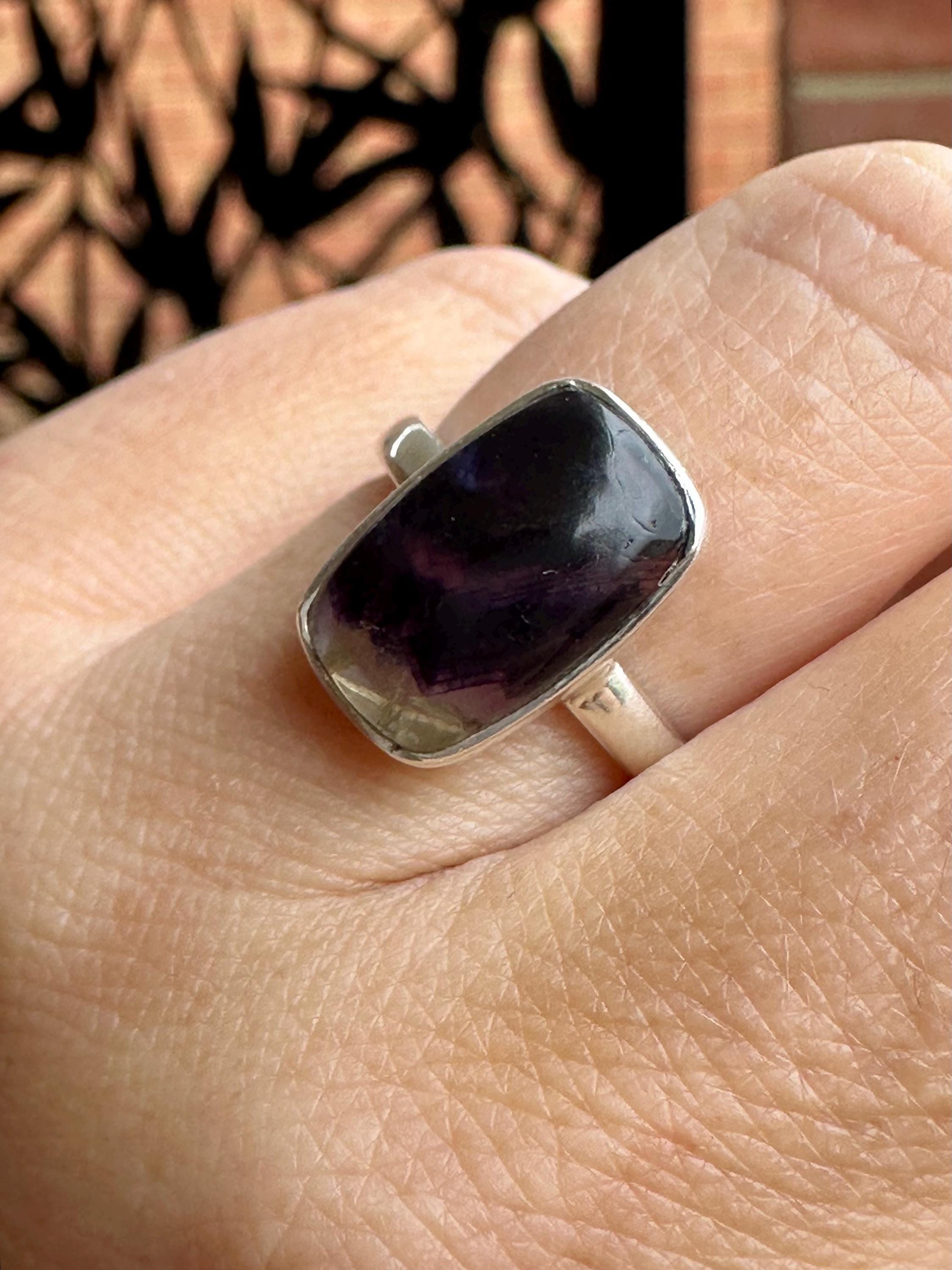 Blue John Silver Baguette Ring