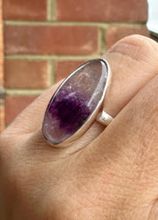 Blue John Silver Handmade Oval Ring