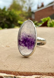 Blue John Silver Handmade Oval Ring