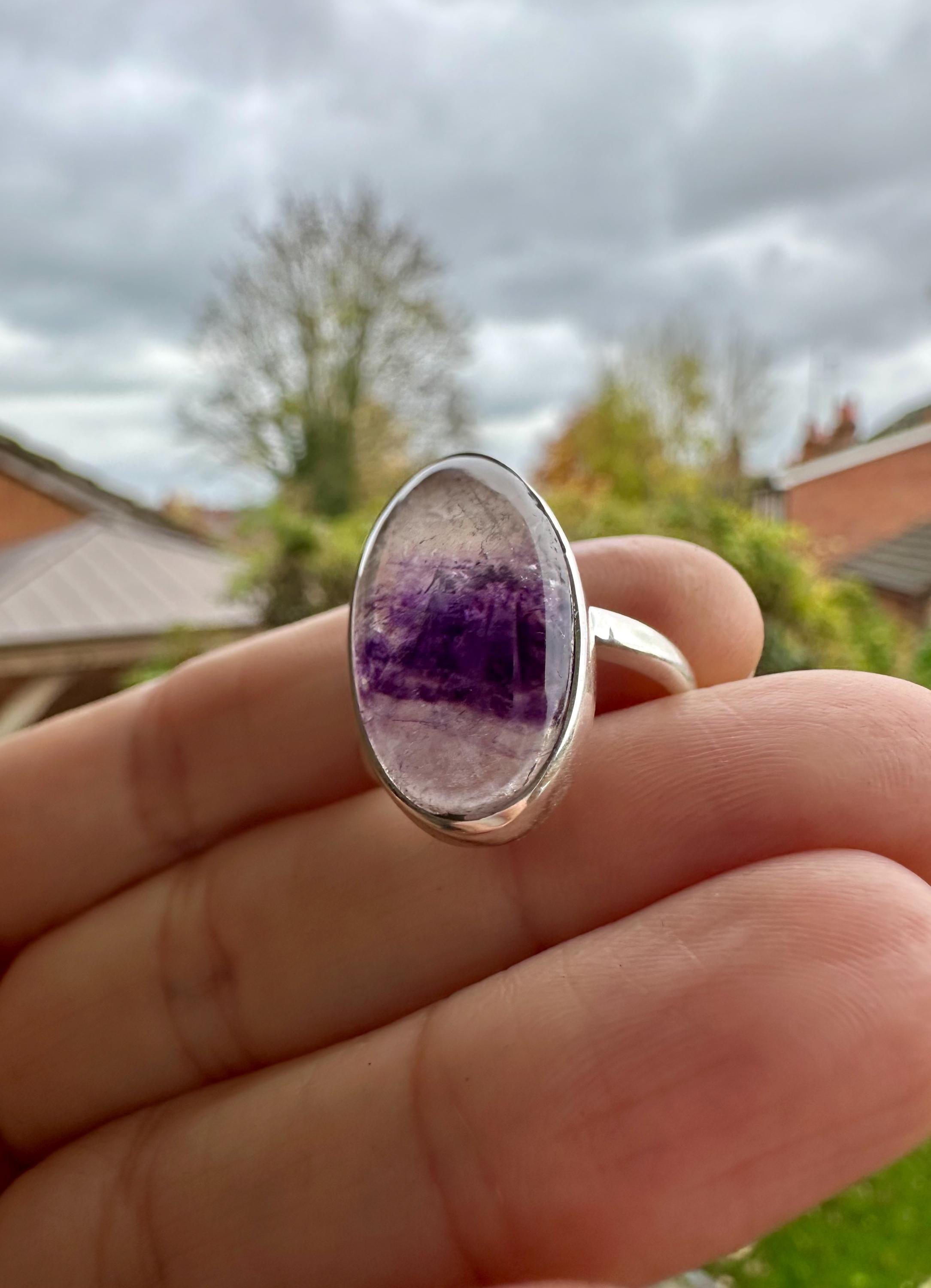 Blue John Silver Handmade Oval Ring