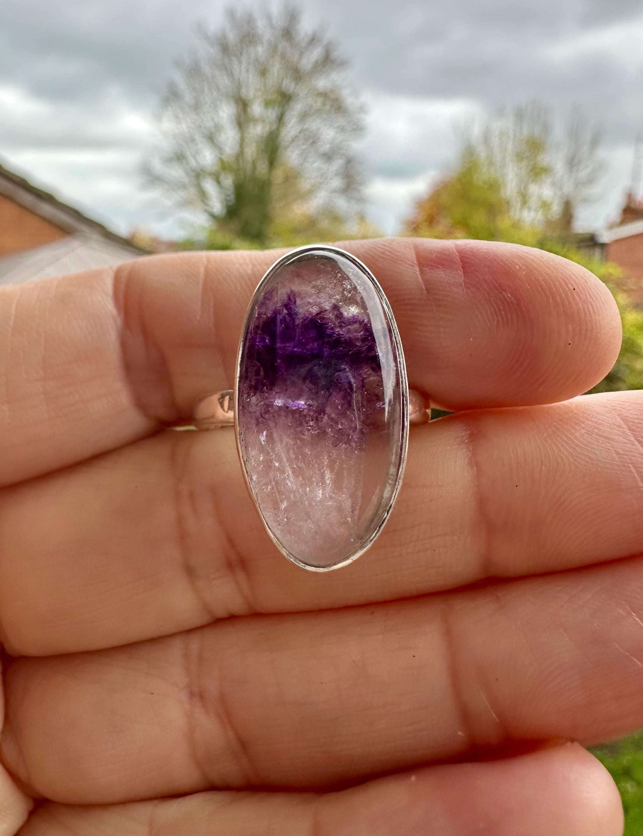 Blue John Silver Handmade Oval Ring