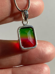 Watermelon Tourmaline Sterling Silver Baguette Pendant