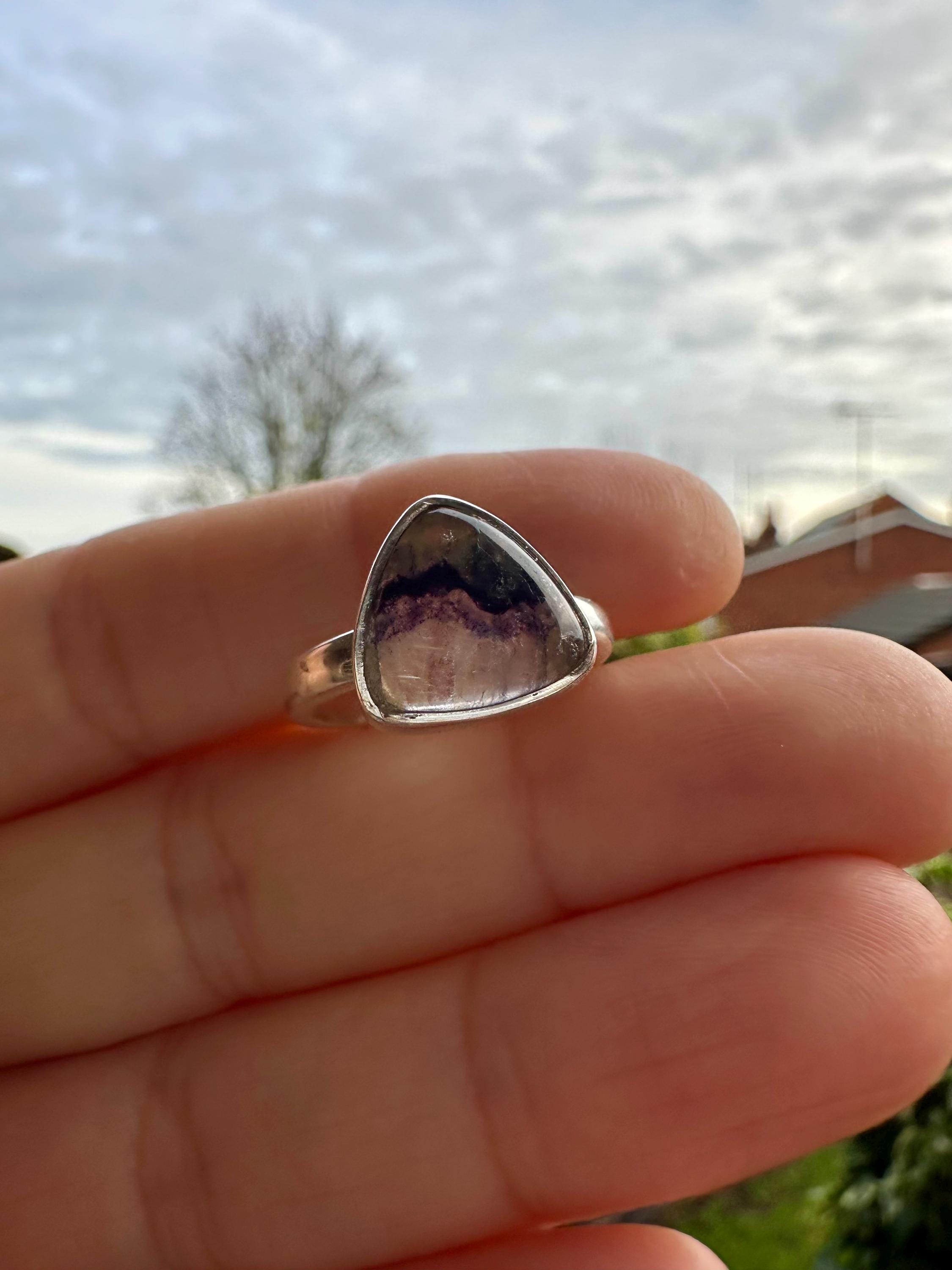 Blue John Silver Oval Ring 13mm x 13mm