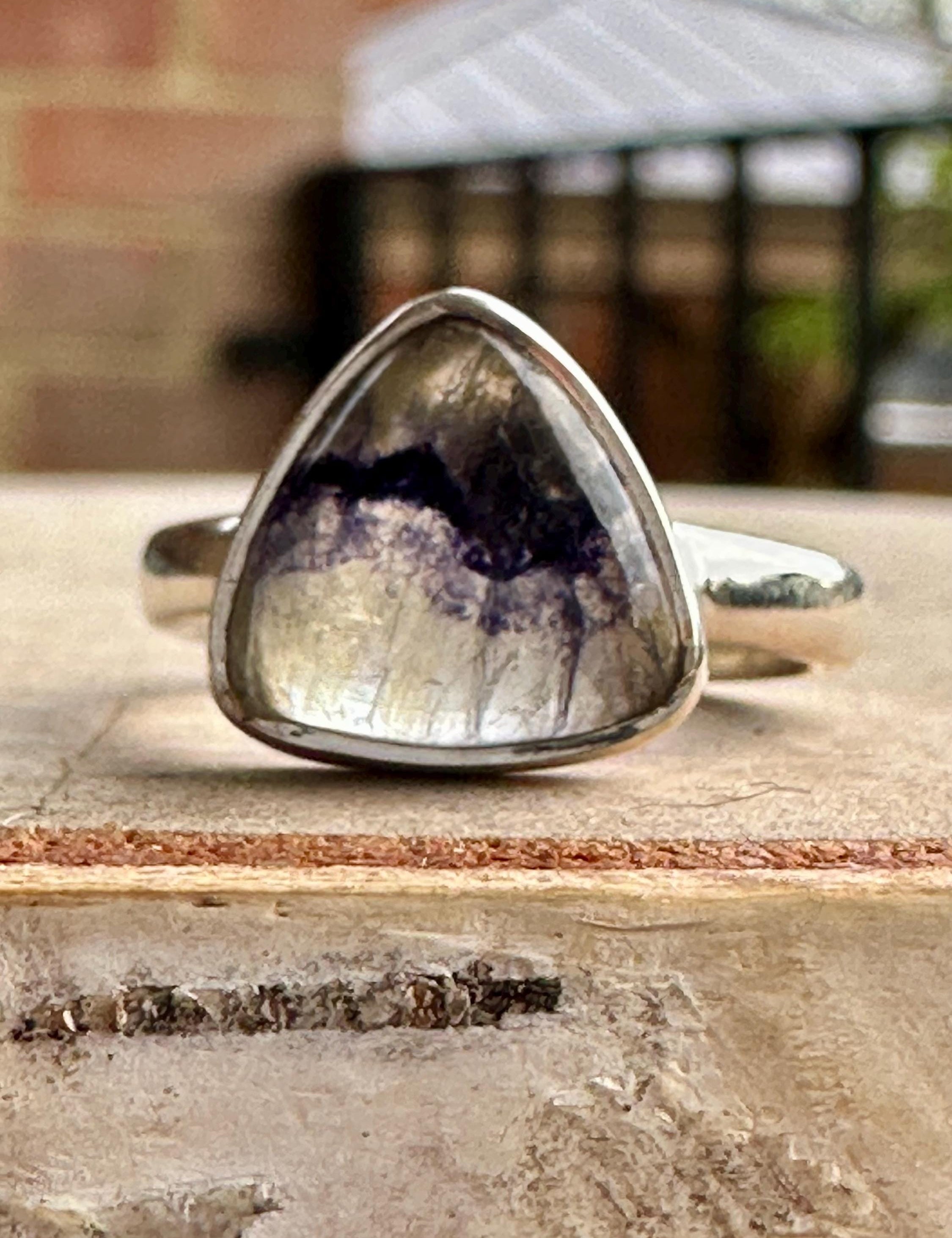 Blue John Silver Oval Ring 13mm x 13mm