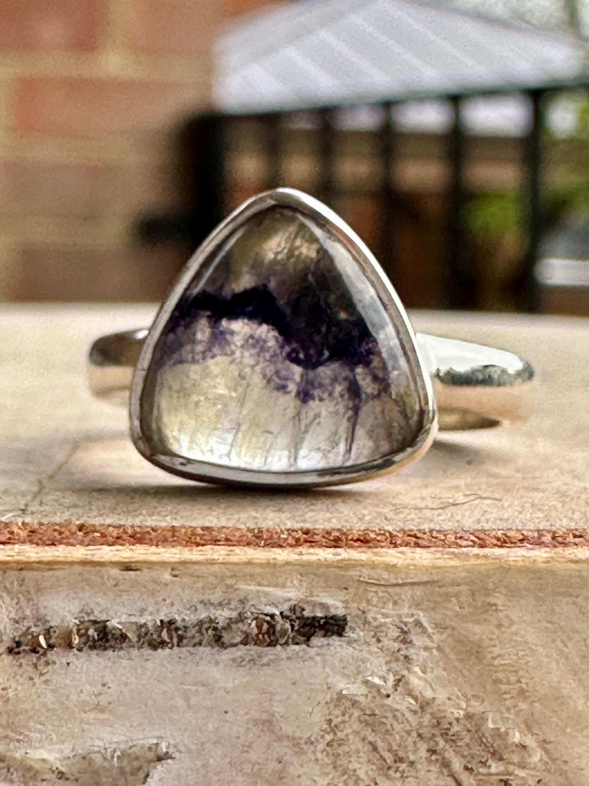 Blue John Silver Oval Ring 13mm x 13mm